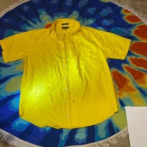 Yellow mens button down shirt